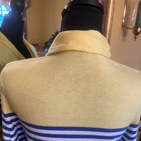 Talbots open lightweight cardigan - Size Petite Petite.  Yellow, Blue and White - Picture 3 of 13
